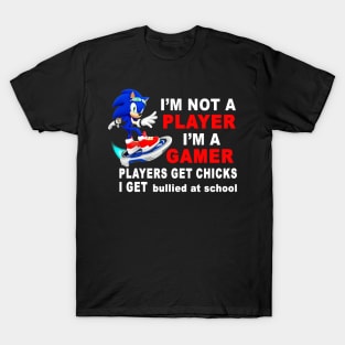 I'm Not A Player I'm A Gamer Players Get Chicks I Get Bullied at School T-Shirt